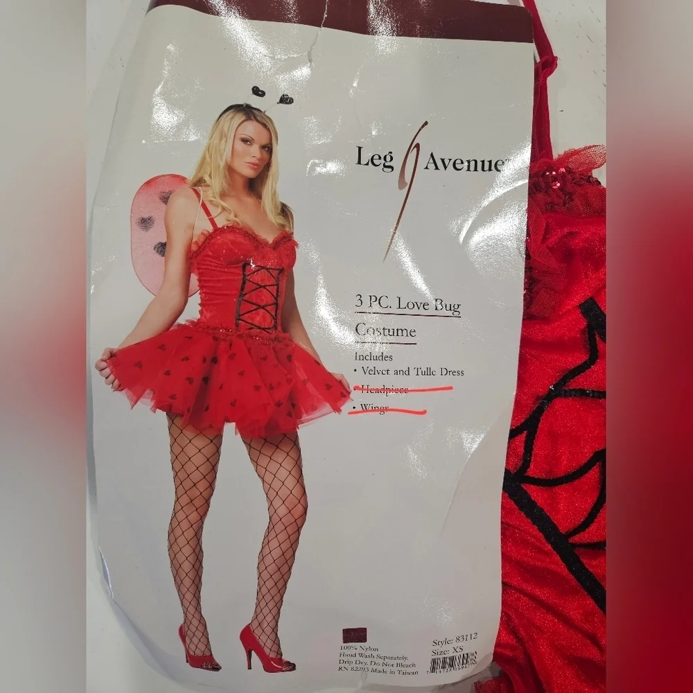 Women's Leg Avenue Sexy Red Velvet love bug costume. DRESS ONLY. Size Xsmall - Picture 7 of 8